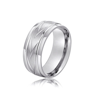 <b>Tungsten</b> Men's Wedding Band Geometric Pattern Minimalist Design DJ088 Fine <b>Ring</b> - Product Image 2