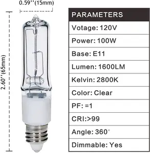 新灯高品质卤素灯50W 75W 100透明玻璃罩卤素灯泡，带暖白色2800K
