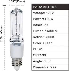 새로운 조명 고품질 할로겐 램프 50W 75W 100W 투명 유리 커버 할로겐 전구 따뜻한 화이트 2800K