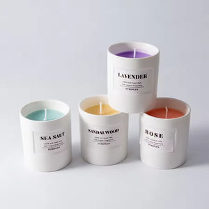 Envase de Lujo para Fragancias, Decoración Personalizada con Logotipo, Recipiente Único Nórdico para Velas, Frasco de Cerámica Blanco para Velas Aromáticas - Product Image 1