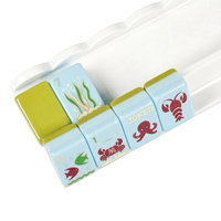 Ensemble de support de Mahjong festonné vert foncé en bois massif durable avec poussoir magnétique pour tuiles de Mahjong pour table de jeu