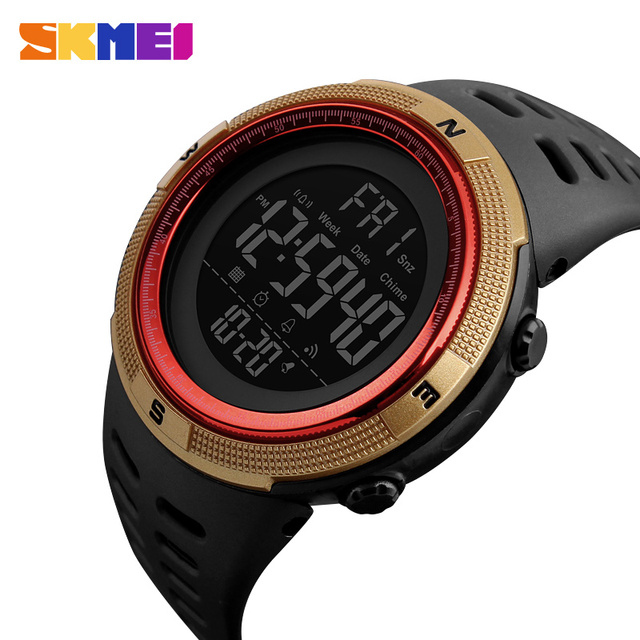 Factory Men's Digital Watch Led Display Trendy Electronic Stop Wristwatch Men Watch 50M Waterproof Sport SKMEI1251