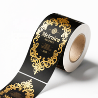 Etiqueta de Vino de Vinilo Impermeable Personalizada, Etiqueta de Bebidas con Textura de Lujo y Lámina Dorada