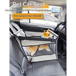 Siège de voiture pliable pour animaux de compagnie, siège rehausseur de voyage pour animaux avec ceinture de sécurité, coussin double face lavable et poche de rangement, produits pour chiens - Product Image 1