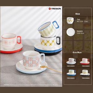 Microonde lavabile lavastoviglie multicolore Latte Macchiato colori assortiti bere ceramica 8 oz caffè cappuccino tazze con piattino - Product Image 2