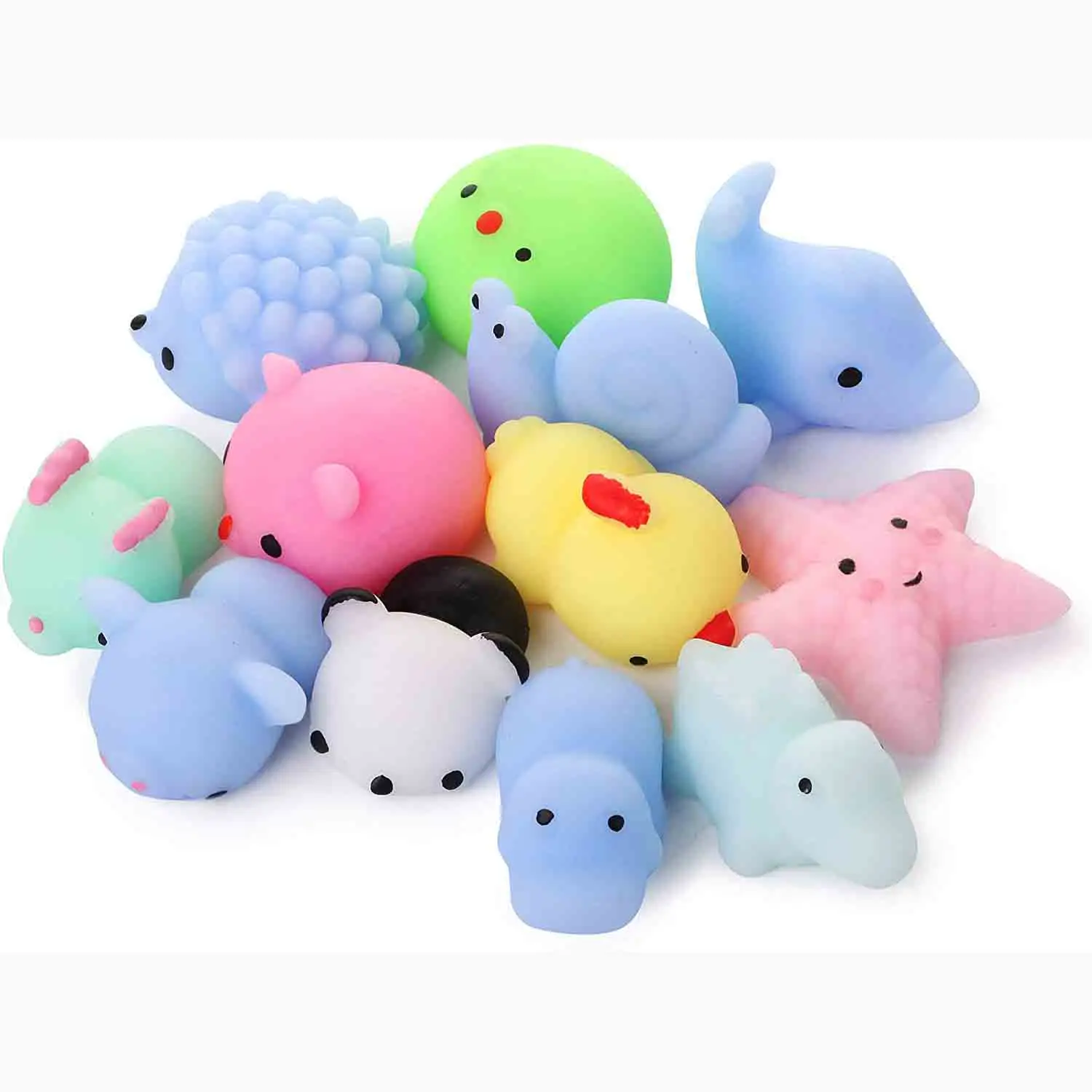 Random Color Design Glow In The Dark TPR Material Small Toys Animal Squishes Mini Size Mochi Squishy Animals Toy