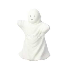 Balle en mousse PU en forme de fantôme, décoration d'Halloween douce, jouet à rebond moyen blanc pour enfant - Product Image 1