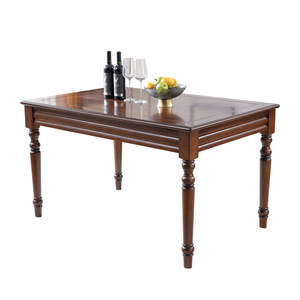 Juego de mesa y sillas de comedor de madera maciza estilo americano, 6 piezas, rectangular, muebles duraderos para comedor - Product Image 4