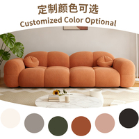 Canapé moderne en tissu bouclé orange, canapé nuage modulaire pour salon