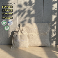 Pochette de rangement pour cosmétiques et bijoux en coton biologique et lin, avec logo brodé en dentelle élégante Chuanghua, recyclable et écologique.