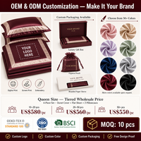 Ensemble de literie 100% soie de mûrier, 4 pièces, housse de couette en soie pure, ensemble de draps avec 2 taies d'oreiller, ensemble de linge de lit taille King Queen