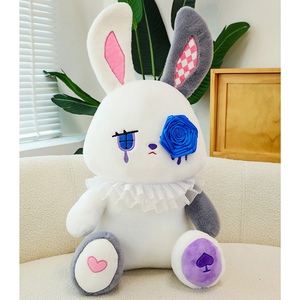 Prezzo all'ingrosso coniglietto peluche bambola di <span class=keywords><strong>coniglio</strong></span> di Halloween decorazione Goth peluche rosa scuro <span class=keywords><strong>coniglio</strong></span> triste - Product Image 4