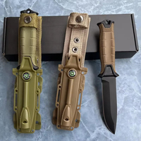Kit de couteaux de survie multifonctionnels pour la chasse et le bushcraft en plein air avec allume-feu intégré et pierre à aiguiser, couteau tactique portable de survie