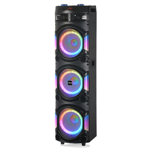 100W công suất cao Ba 12-inch Bass RGB bên bằng gỗ DJ loa không dây độ trung thực cao Karaoke Loa răng Xanh - Product Image 1