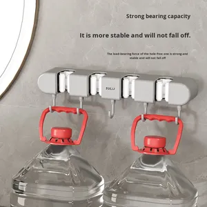 Cozy Coat Tool Rack <strong>Wall</strong> Hooks Free-Hole Toilet Brush Storage Hook 4 Clips 5 Hooks <strong>Wall</strong> Hanging <strong>Mop</strong> Rack for Kitchen Bathroom - Product Image 3