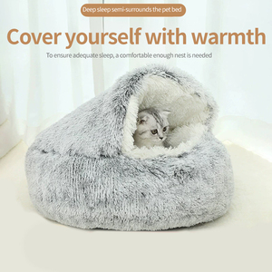 Halbgeschlossenes, warmes Katzenbett, halbgeschlossenes Hundebett, Muschel-Katzenbett, Indoor-Katzenhaus - Product Image 2