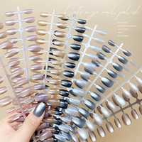 30 pièces de faux ongles à pression effet œil de chat, forme ovale courte, couleur unie, fournisseur de faux ongles XS/S/M, pour usage quotidien