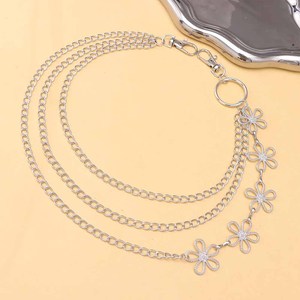 Chaîne de corps en métal, alliage de zinc, motif floral ajouré, multicouche, réglable, bijoux de mode pour femme, style hip-hop - Product Image 1