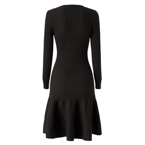 Abito Mini <span class=keywords><strong>in</strong></span> <span class=keywords><strong>Maglia</strong></span> a Costine a <span class=keywords><strong>Maniche</strong></span> <span class=keywords><strong>Lunghe</strong></span> con Scollo a O, Modellante <span class=keywords><strong>in</strong></span> Vita, Vestibilità Slim, Bottoni Dorati Laterali, Patchwork, alla Moda da Donna - Product Image 6