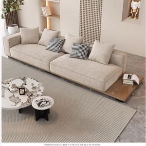 Minimalist Modern Horizon <b>Sofa</b> Cotton Linen Fabric Straight Line Design Living Room Furniture - Product Image 3