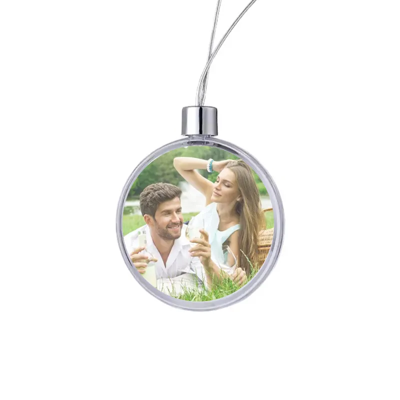 Qualisub Top quality Circle Shape Plastic and Aluminum Christmas Ball Sublimation Christmas Ornaments Blanks for custom Printing