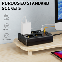 VINISEM Industrial EU Plug Extension Power Socket 4 Way 2 USB 2 Type-C Port Protector contra sobretensiones Protección contra sobrecarga eléctrica 4 Way 2