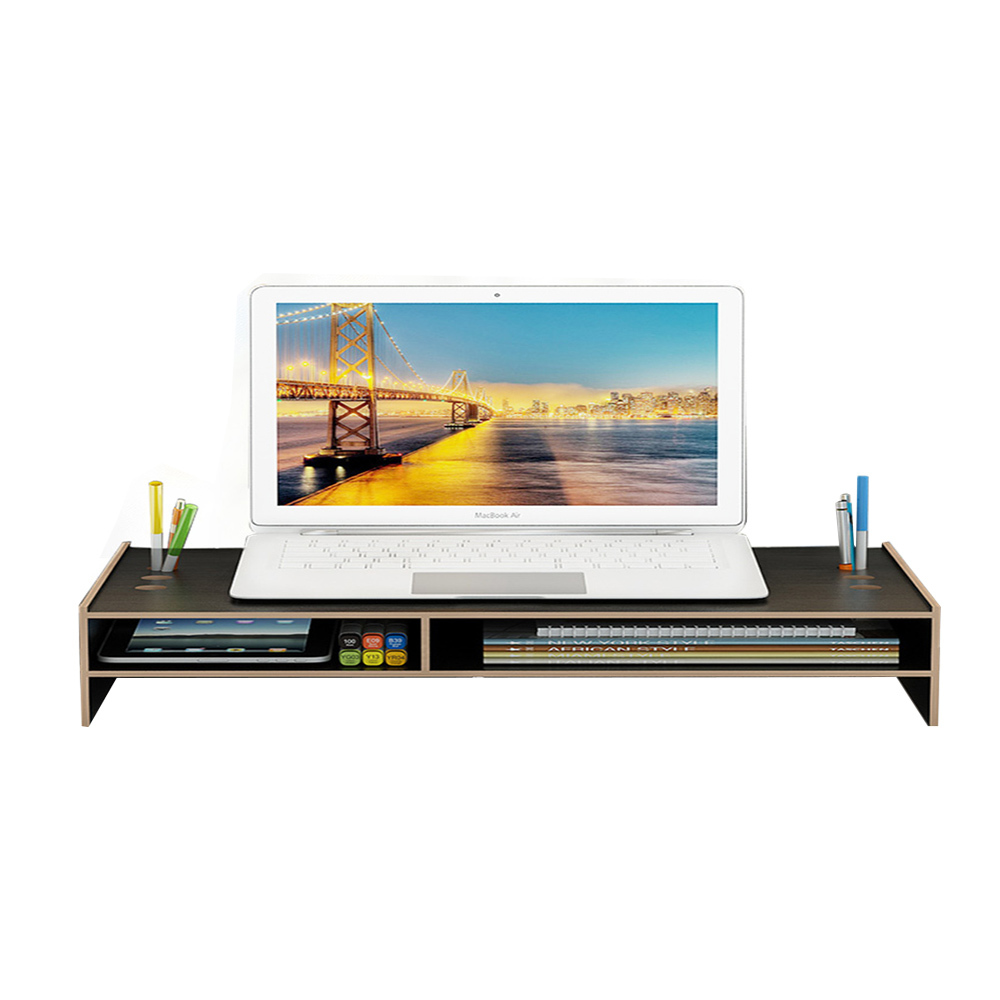 Bamboo Monitor Stand Riser - Desktop Ergonomic Monitor Riser Stand with Platform for Airflow