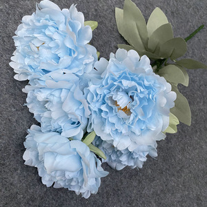 Fleur artificielle en soie faite à la main, fausse pivoine à 5 têtes, bouquet pour mariage, vase, arche, décoration intérieure, Saint-Valentin, haute qualité, vente en gros - Product Image 4