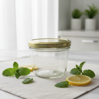 Frascos de Vidrio Redondos de Boca Ancha para Avena Nocturna, 100ml 200ml, Tarro de Conservas para Mermelada y Salsas con Tapa Metálica