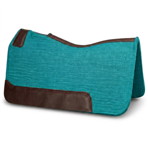 Tapis de selle tout usage GN Export en coton et laine, garni, avec bordure en cuir marron et doublure en polaire pour l'équitation - Product Image 1