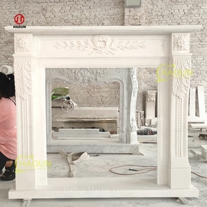 เตาผิงหินอ่อนหินธรรมชาติที่ทันสมัยเตาผิงหินอ่อนล้อมรอบตกแต่งเตาผิงอิสระขัด - Product Image 4