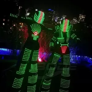 Night Club Robot Led Para Zancos Dj Carnival Party Wear Stilt Robot Led Ballroom Robot Traje para Aluguel