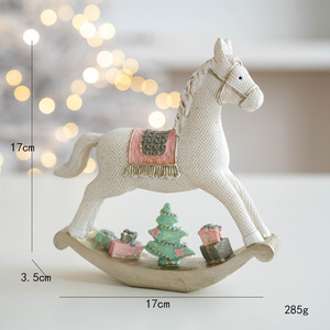 Dropshipping Shopify Resin Christmas <b>Tree</b> Rocking Horse House Tabletop Decor Holiday Home Festive Decoration - Product Image 6
