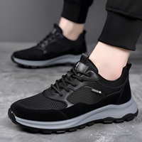 Chaussures de course d'été transfrontalières pour hommes, en maille respirante, semelle extérieure en caoutchouc antidérapante, à lacets, couleur unie, décontractées