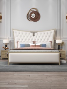 Luxury Tufted Upholstered <b>Bed</b> Frame, <b>Modern</b> King Size <b>Bed</b> with Wingback Headboard for Comfortable Soft Velvet Bedroom Furniture - Product Image 2