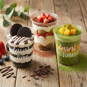 أكواب آيس كريم بلاستيكية مع أغطية من البولي إيثيلين تيريفثالات والبولي بروبيلين، أكواب جيلاتو ويوغورت مجمد يمكن التخلص منها مع طباعة مخصصة - Product Image 3