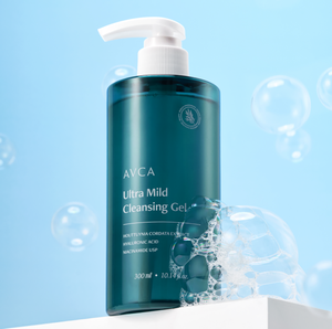 Gel nettoyant visage AVCA Ultra Mild Deep Cleansing 300ml, hydratant doux, faible irritation, acide hyaluronique, niacinamide, tous types de peau - Product Image 1