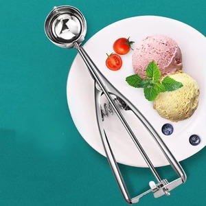 Cuillère à glace 3 tailles avec déclencheur, en acier inoxydable, pour la pâtisserie, les fruits, la pâte à biscuits, les cupcakes - Product Image 3