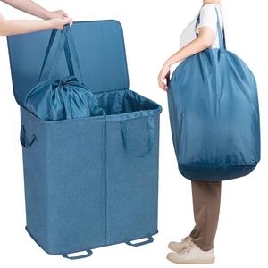136L Double Laundry Hamper With Lid <b>Large</b> Clothes Hampers with Removable Bag Laundry Hamper 2 Section <b>for</b> Bathroom - Product Image 4
