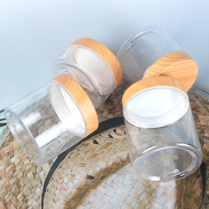 Envase Transparente de Plástico PET de Grado Alimenticio de 50 ml, 100 ml, 150 ml, 200 ml, 250 ml con Tapa de Imitación Madera - Product Image 2