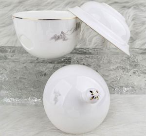 Service de table en porcelaine chinoise bleue et blanche artisanale, motif lotus entrelacé, pour banquet - Product Image 3