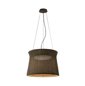 Бамбуковая лампа ручной работы, художественная Одиночная люстра, винтажная плетеная Подвесная лампа из ротанга ручной работы, E27, подвесной светильник из ротанга