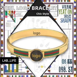 Designer Stainless Steel Bracelet for Women and Children Trendy Gold Plated Logo with Zircon for Parties and Gifts - Product Image 2