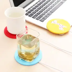 High-Anfrage USB-Heizung Isolier kissen Untersetzer Tropf kleber Anti-Rutsch-Kaffee Tee Milch matten PVC Cartoon Weich kleber Heiz untersetzer