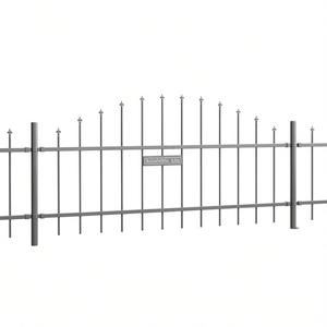 Clôture de jardin en acier gris thermolaqué 170 x 140 cm avec plaque décorative - Product Image 1