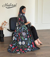 Ensemble Abaya Robe Hafizah 2026 Dubaï, Vente en Gros, Personnalisé, Luxe, Imprimé Floral Vibrant, pour Femme, Robe Musulmane Ouverte, Style Élégant