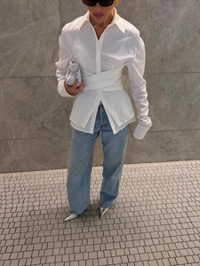 <span class=keywords><strong>Camicia</strong></span> <span class=keywords><strong>bianca</strong></span> a maniche lunghe senza rughe con Design avvolgente in vita per donne d'affari cotone traspirante Oem supporto ordine all'ingrosso - Product Image 5