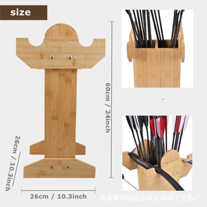 Soporte de suelo de madera de bambú para arco, quiver de tiro con arco, almacenamiento de flechas, soporte tradicional para arco recurvo y compuesto - Product Image 4