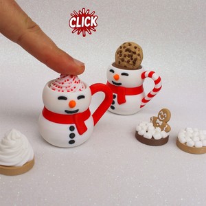 Christmas-themed clicker keychain, 3D printed mechanical switch stress-relief toy, Christmas atmosphere finger press pendant - Product Image 2