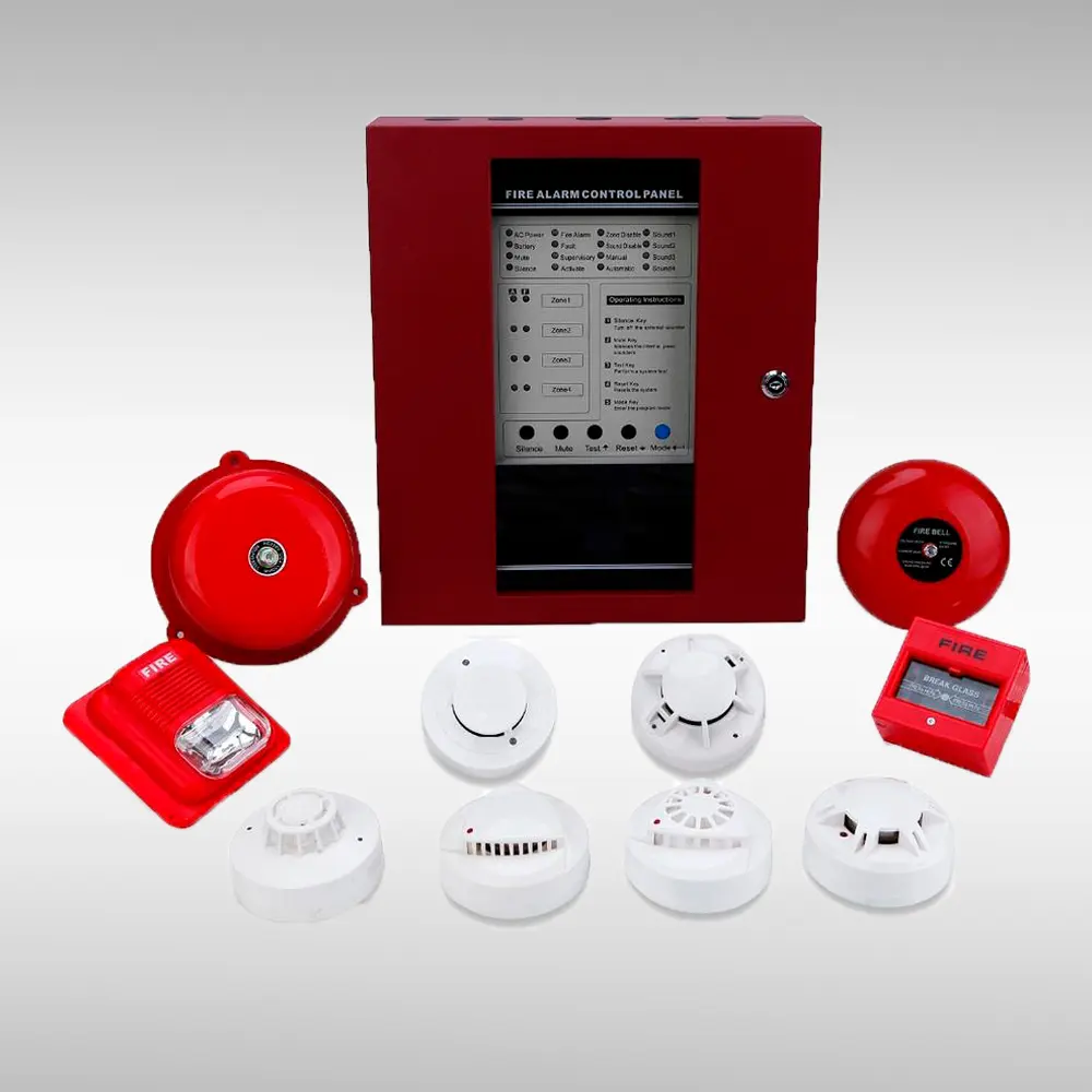 Sistem Panel Alarm api baru menerima 2/4 kawat detektor asap Alarm api kendali konvensional Panel sistem alarm api